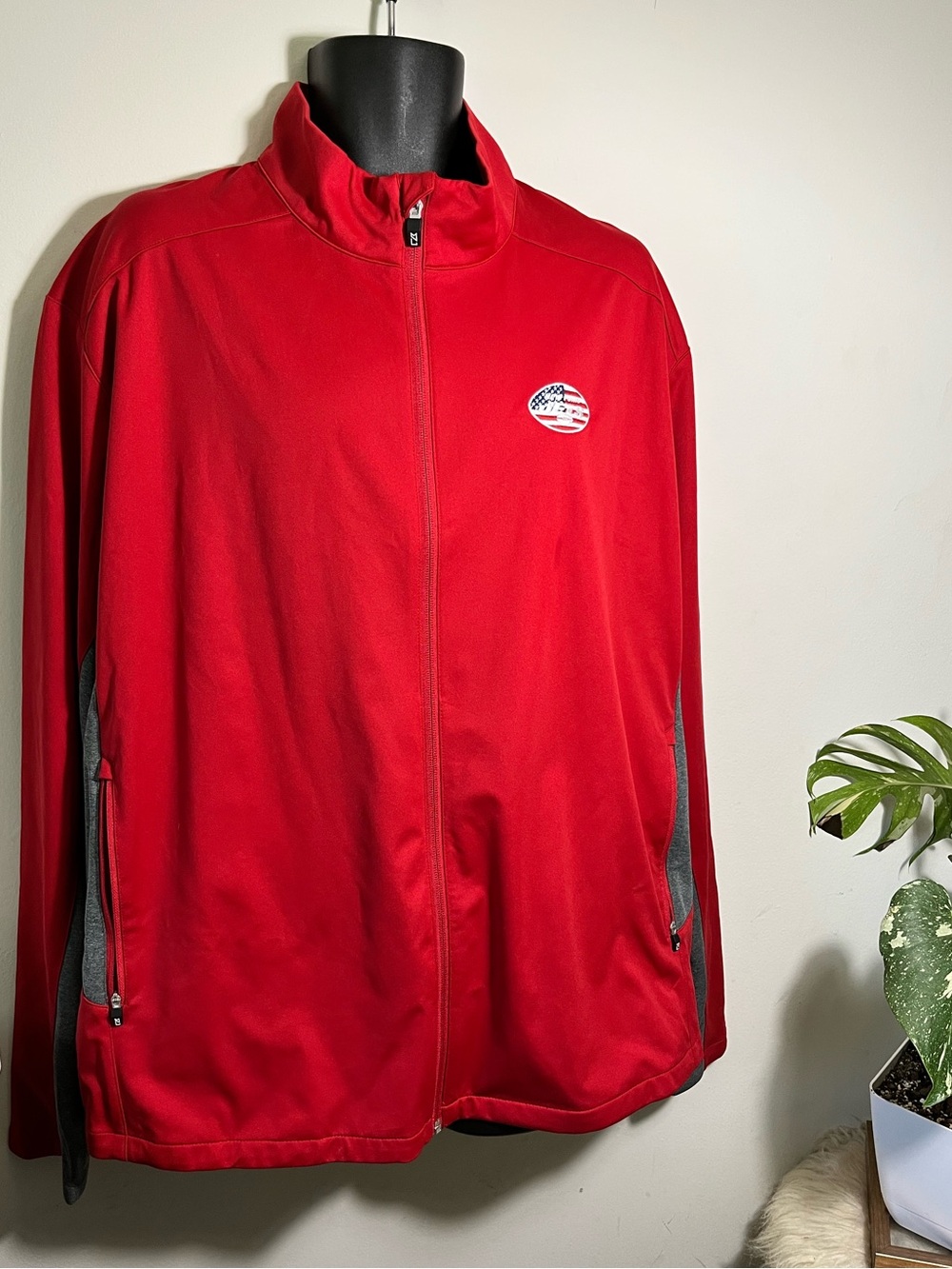 NY JETS Windbreaker with American flag Stitched logo